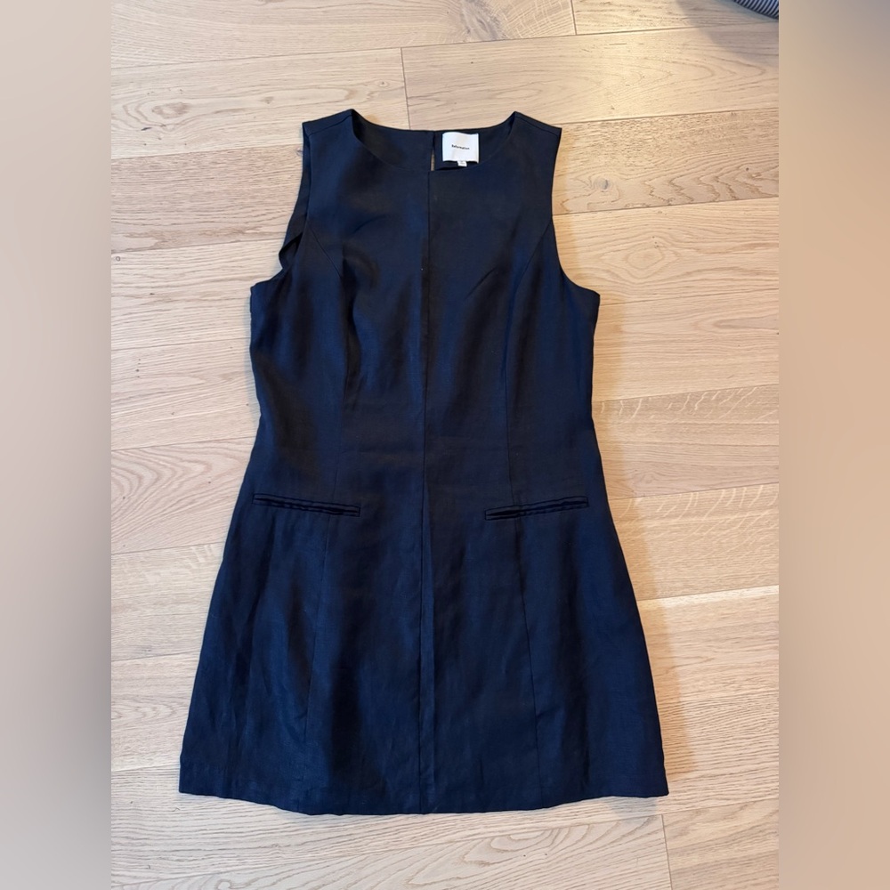 Reformation black linen mini dress